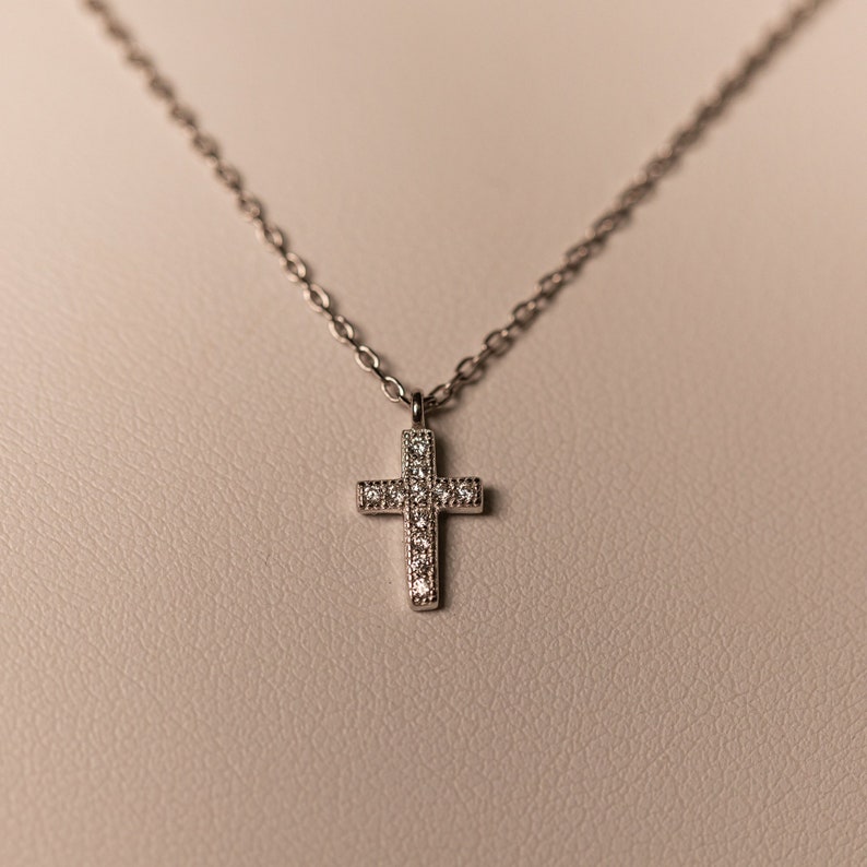 Sterling Silver Cross Necklace Minimalist Cross Necklace Etsy