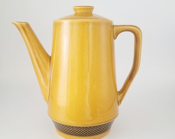 Vintage Harmony House Sears Iron Stone Yellow Gold Coffee Tea Pot with Lid 4267 Japan