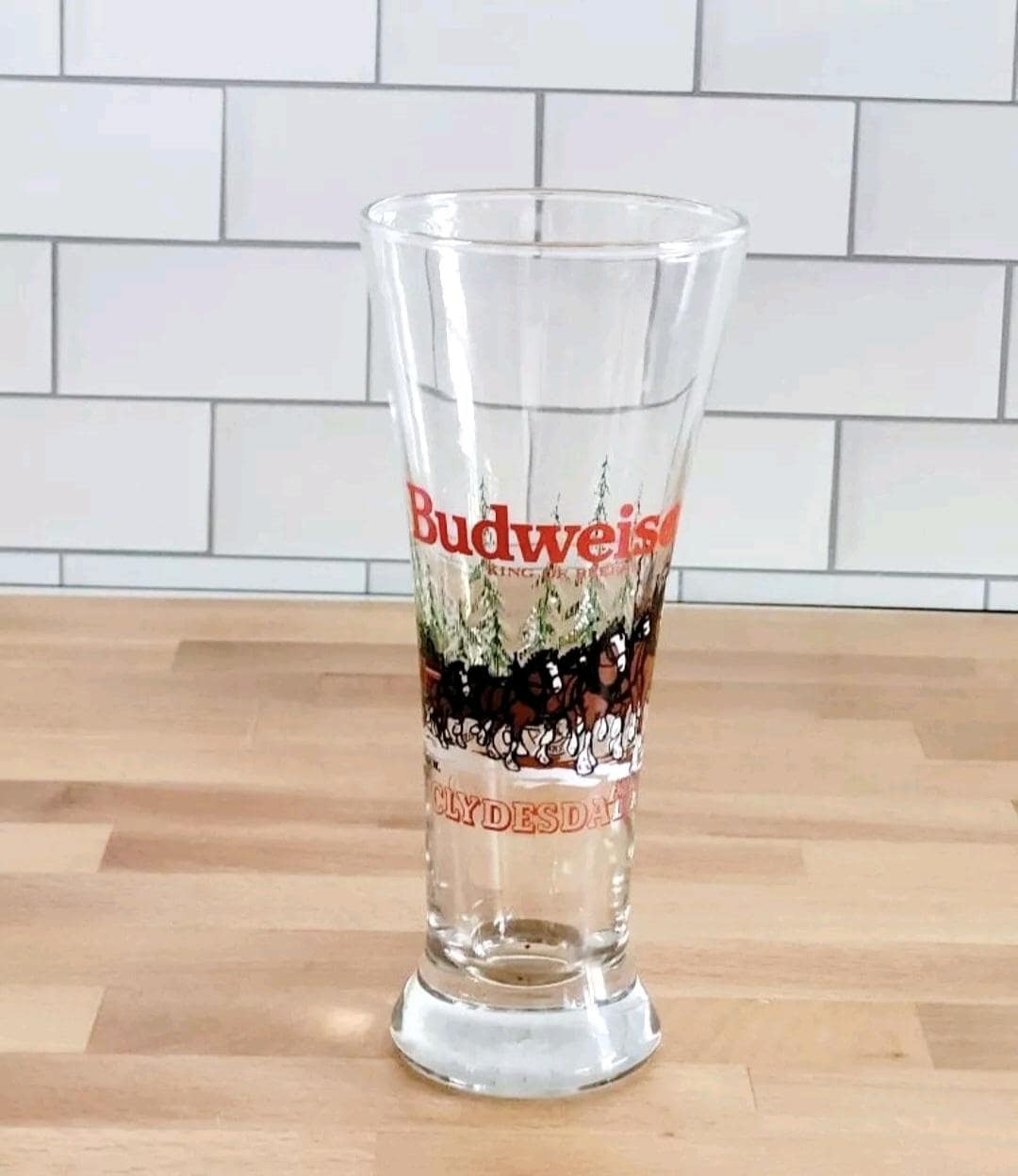 Vintage Budweiser Clydesdale Anheuser Busch Official Tall Pilsner Glass 1989