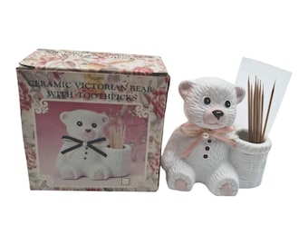 Vintage Ceramic Victorian Bear Toothpick Holder Taiwan