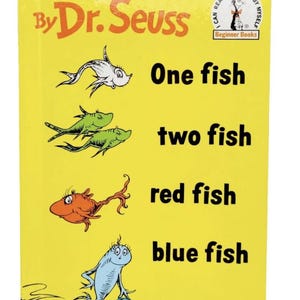 One Fish Two Fish Red Fish Blue Fish Book Club Edition 1988 HC by Dr Seuss