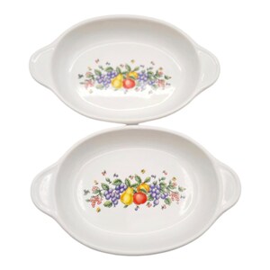 Vintage Fruit 7 Inch Individual Baking Dish Set Of 2 Japan