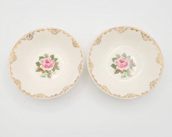 Paden City Pottery American Rose Fruit Dessert Bowl Set Of 2 H-52