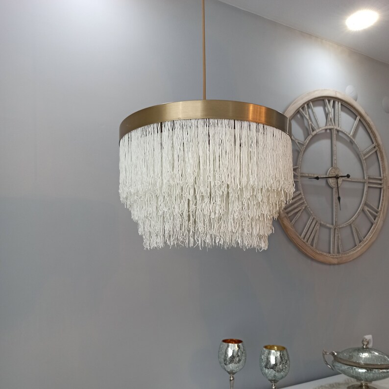 TASSEL CHANDELIER SHABBY Chic Brass Lighting Vintage Light Etsy