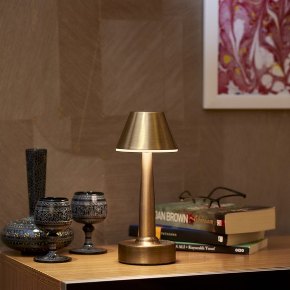 Rechargeable Small Brass Vintage Table Lamp