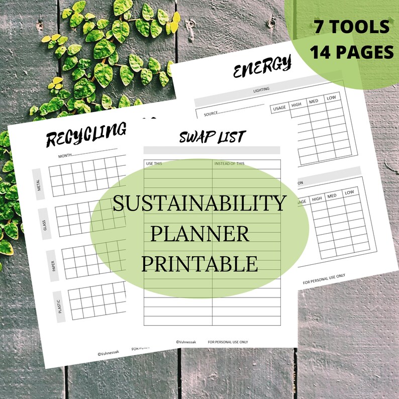Sustainability Planner printable. Simple for organization and Etsy