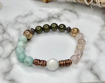 Cuarzo Rosa/ Howlite Blanco