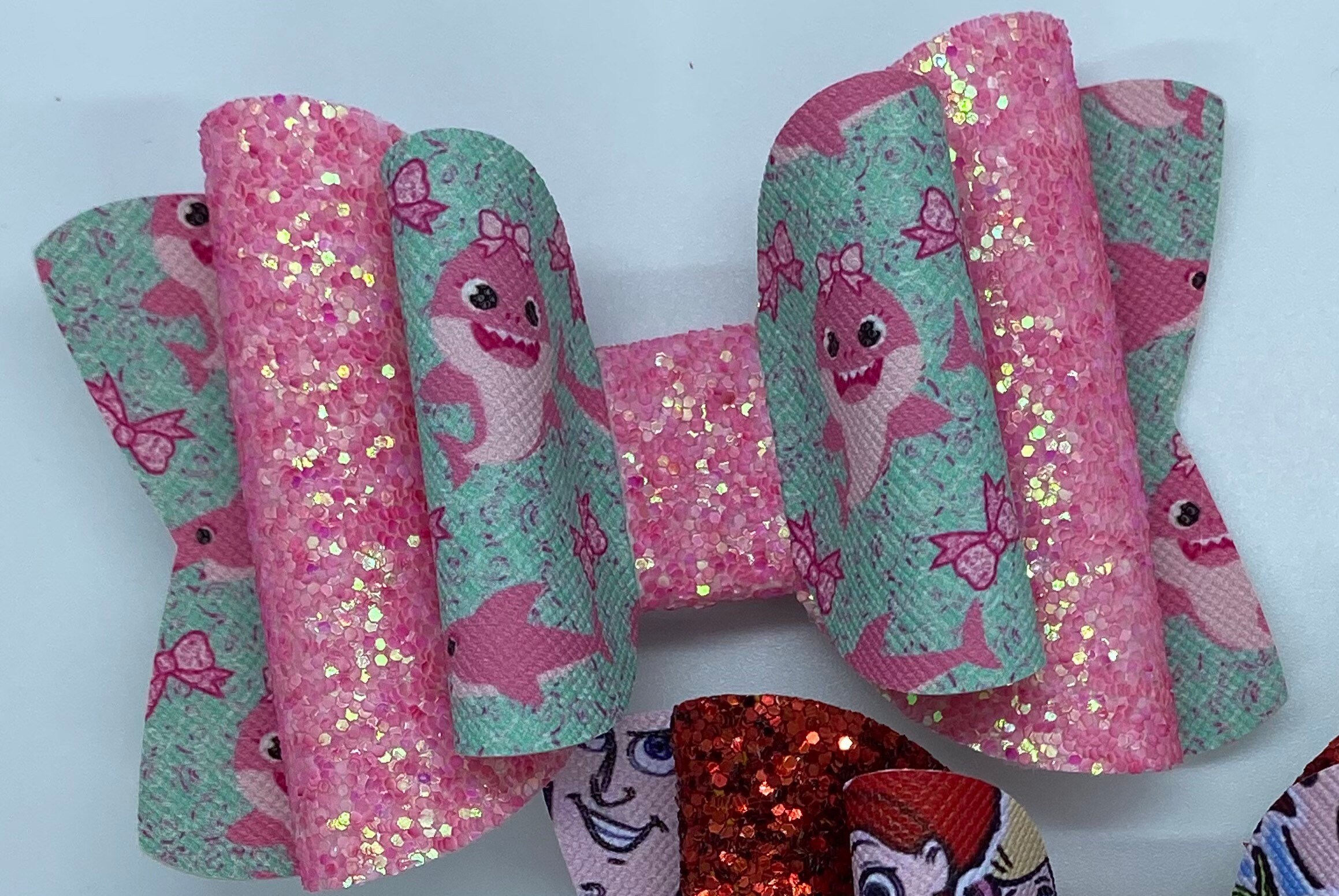 One Pink glitter baby shark hair bow for baby girl toddler | Etsy