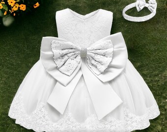 Robe de princesse pour fille, robe tutu pour fille, robe à volants, robe en dentelle, robe à nœuds papillon avec couvre-chef, robe en tulle, tenue d'anniversaire, robe de bal, robe de fantaisie