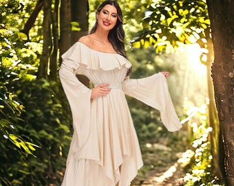 Vrouwen middeleeuwse jurk, vrouw Victoriaanse jurk, off-shoulder jurk, piraat boer jurk, Renaissance Faire jurk, sprookjesjurk, gotische heksenjurk