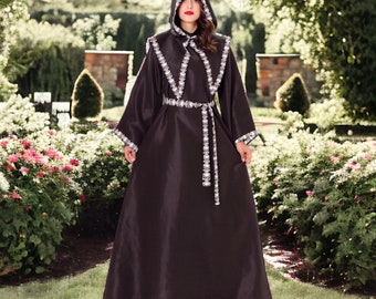 Robe Renaissance médiévale, robe noire pour GN, robe cape victorienne, robe de bal cosplay, cosplay, religieuse, sorcière, goth, punk