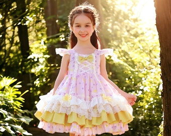 Robe de princesse fille, Robe de bal de fille de fleur, Robe de style victorien, Robe de fête d'anniversaire, Robe en dentelle, Robe de bal, Robe de fantaisie, Costume de fée