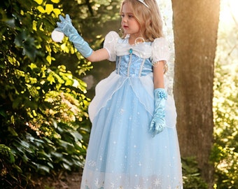 Robe de princesse pour fille, Déguisement de princesse Cendrillon, Robe de fête d'anniversaire, Robe de bal, Déguisement, Robe de mariée, Déguisement de fée, Robe de princesse bleue