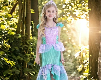 Robe de princesse fille, Robe de princesse Ariel, Déguisements de sirène, Robe de fête d'anniversaire, Robe de bal, Déguisement, Robe de fantaisie, Déguisement de fée, Petite sirène