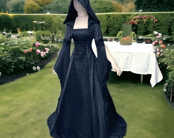 Costume médiéval pour femme, robe cosplay GN, robe de mariée vintage, costumes de la renaissance, blanc, gris, noir, rouge, rose, bleu, vert