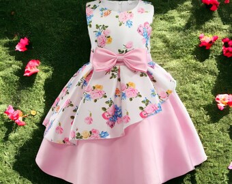 Girls Princess dress,Flower Girl Dress,Pageant Party Dress,Special Occasion Dress,Floral Formal Dress,Bowknot Dress,Birthday Dress,Ball Gown