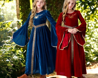 Prinzessin Kinder-Mädchen-Kostüm, mittelalterliches Kleid, Renaissance-Kleid, Rosenkönigin-Kostüm, Larp-Cosplay, ausgefallenes Kostüm, viktorianisches Kleid, Retro-Kleid