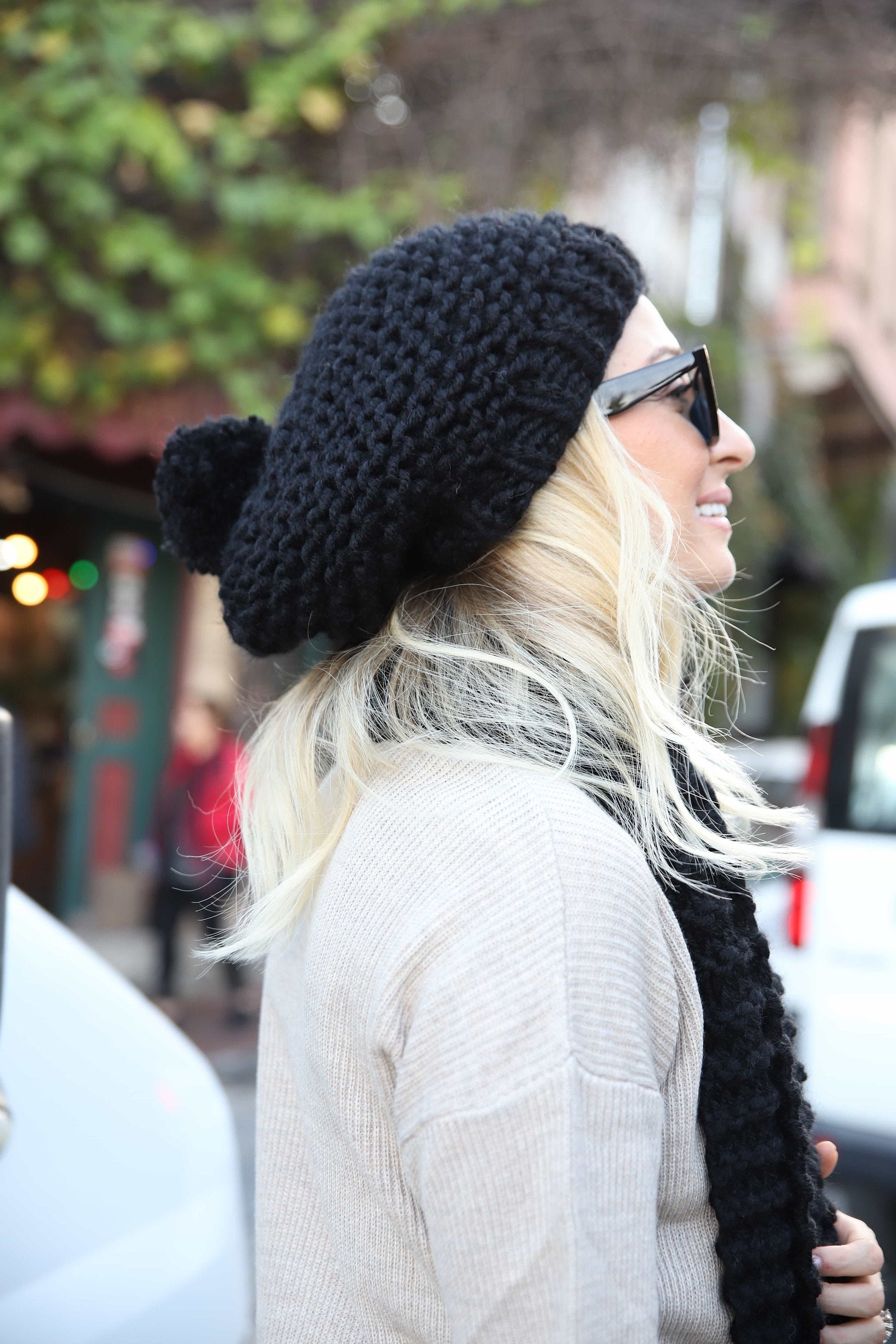 Slouchy Beanie / Hand Knit Wool Hat 