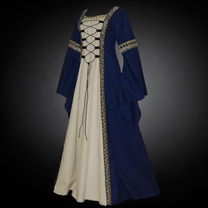 Mittelalterliche Renaissance-Kleider, Larp-Cosplay-Kostüme, viktorianische Hofroben, Gothic-Retro-Damenkleider, Khaki, Rot, Grün, Blau, Schwarz Bild 9