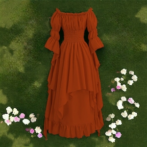Mittelalterliches Frauenkleid, viktorianisches Frauenkleid, schulterfreies Kleid, irisches Chemise-Kostüm, Renaissance-Faire-Kleid, Feenkleid, Gothic-Hexenkleid Bild 7