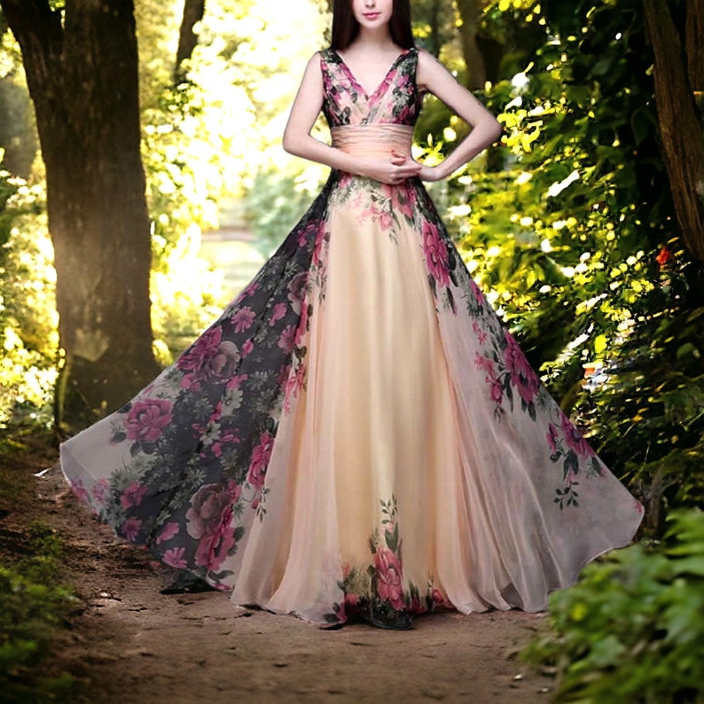 Woman Princess dress,Floral Print Dress,Medieval dress,Midi Long Dress,Sleeveless Dress,Wedding Guest Dress,Party Dress,Elegant Dress