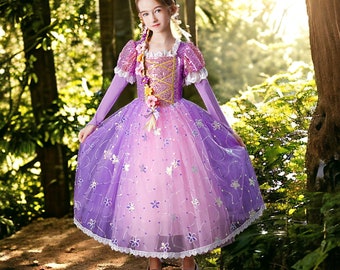 Girl princess dress,Rapunzel Princess Costume,Birthday Party Dress,Ball Gown,Dress Up,Fantasy Gown,Fairy Costume,purple princess dress