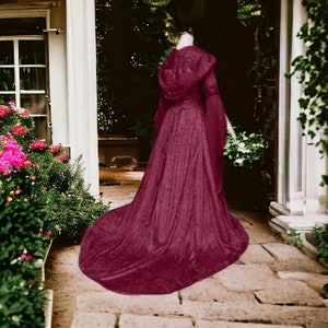 Mittelalterliches Damenkostüm, Larp-Cosplay-Kleid, Vintage-Hochzeitskleid, Renaissance-Kostüme, Weiß, Grau, Schwarz, Rot, Rosa, Blau, Grün Bild 7