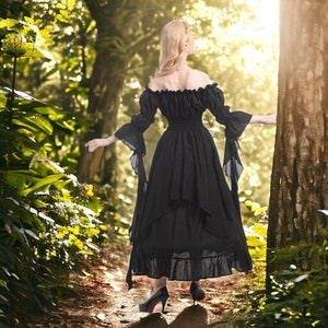Mittelalterliches Frauenkleid, viktorianisches Frauenkleid, schulterfreies Kleid, irisches Chemise-Kostüm, Renaissance-Faire-Kleid, Feenkleid, Gothic-Hexenkleid Bild 4