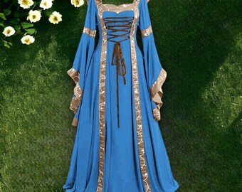 Prinses vrouw kostuum, middeleeuwse jurk, renaissance jurk, LARP cosplay, fancy kostuum, Victoriaanse jurk, retro jurk, Hofkleding