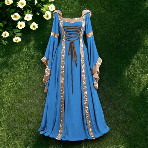 Prinzessin Frauenkostüm, mittelalterliches Kleid, Renaissance-Kleid, Larp Cosplay, ausgefallenes Kostüm, viktorianisches Kleid, Retro-Kleid, Hofkleidung
