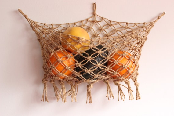 Hanging Produce Basket,Produce Hanger,Farmers Market Bag,Farmhouse Kitchen Decor,Produce Basket,Eco Friendly Kitchen,Rustic Kitchen, Macrame