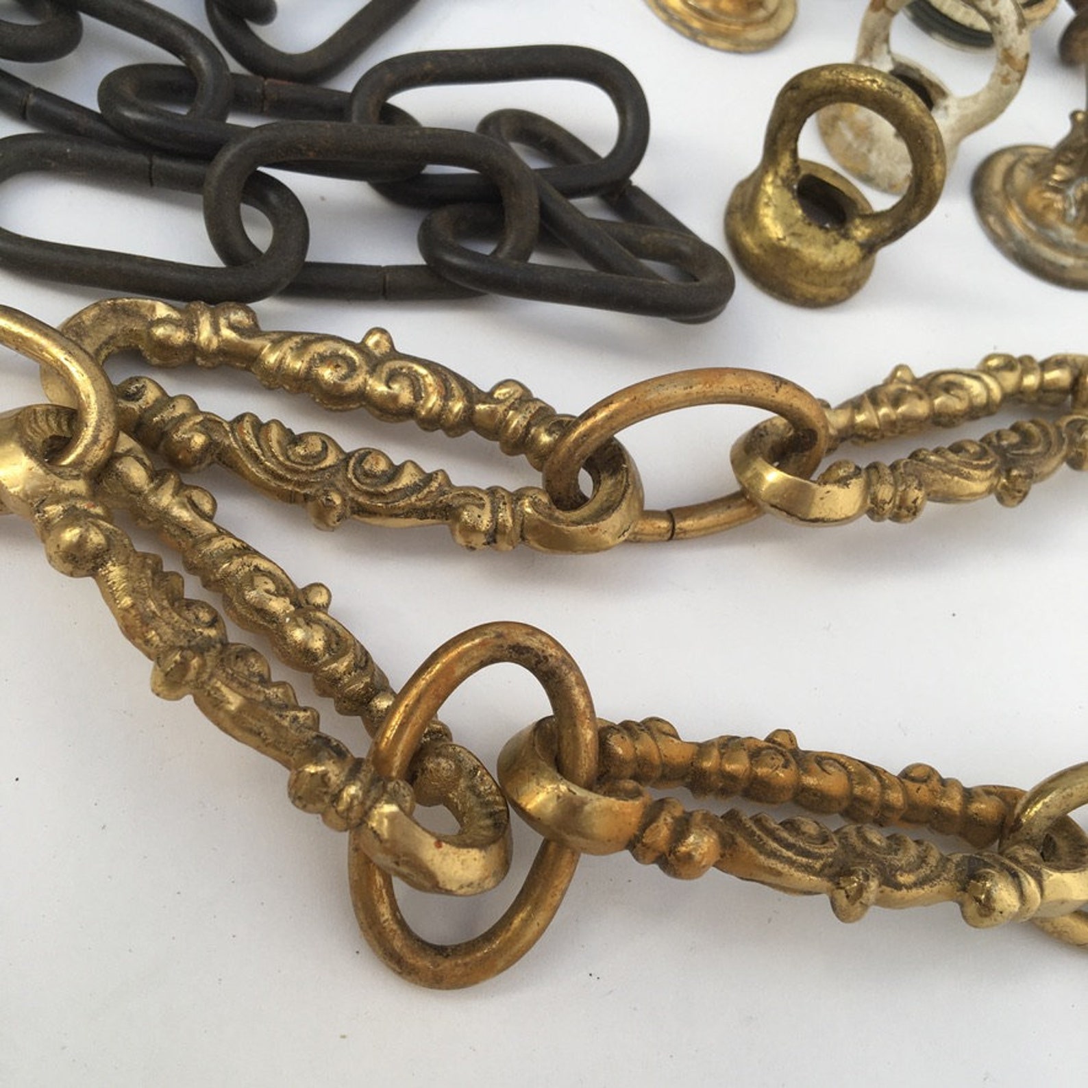 Heavy Antique Brass Chain for Lamps with accessories & Short Etsy