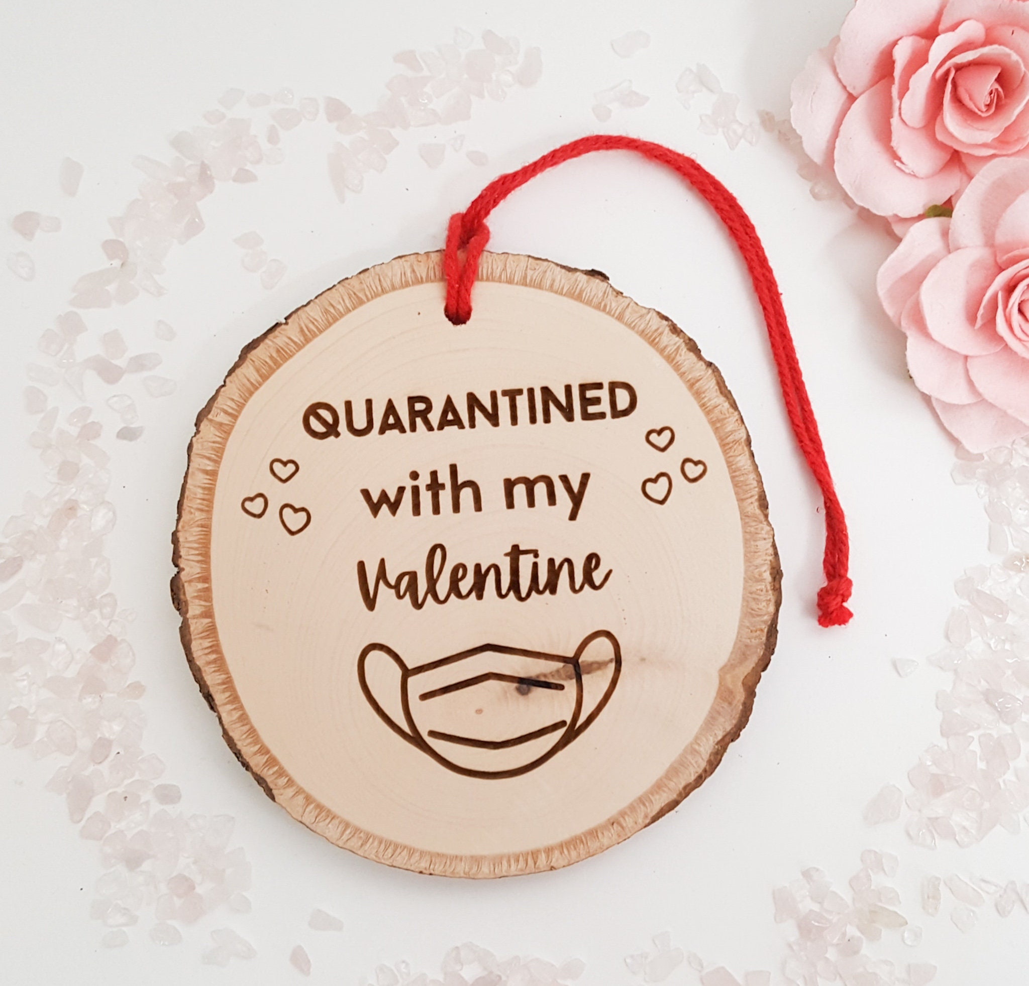Quarantine valentine Funny Valentine Gift Quarantined with my Valentine Ornament | Etsy