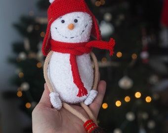 Bonhomme de neige au crochet, bonhomme de neige doux, sapin de Noël en peluche, cadeau de Noël