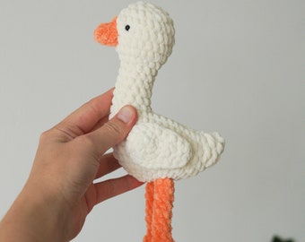 Stuffed goose Crochet animal Soft decor toy Baby bird toy Plush goose