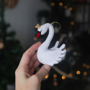 Cygne doux au crochet, peluche, arbre de Noël