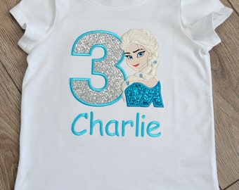 Frozen Birthday Shirt: Elsa embroidery,