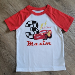 McQueen embroidery birthday shirt. Lightning McQueen embroidery birthday shirt. Cars  embroidery birthday shirt.