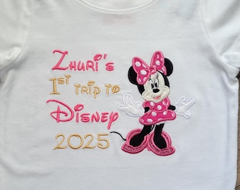 Mickey Mouse Applique Shirt - First Disney Trip, Personalized Embroidery