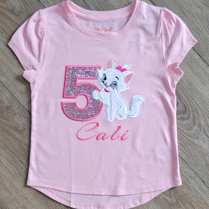 Marie Cat Applique Birthday Shirt: Custom Embroidered Kids Sweatshirt