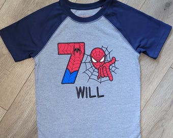 Spider-Man Birthday Shirt: Applique Embroidered Personalized Tee