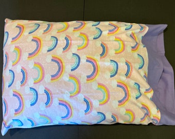 Rainbow design flannel pillowcase with lavender cuff