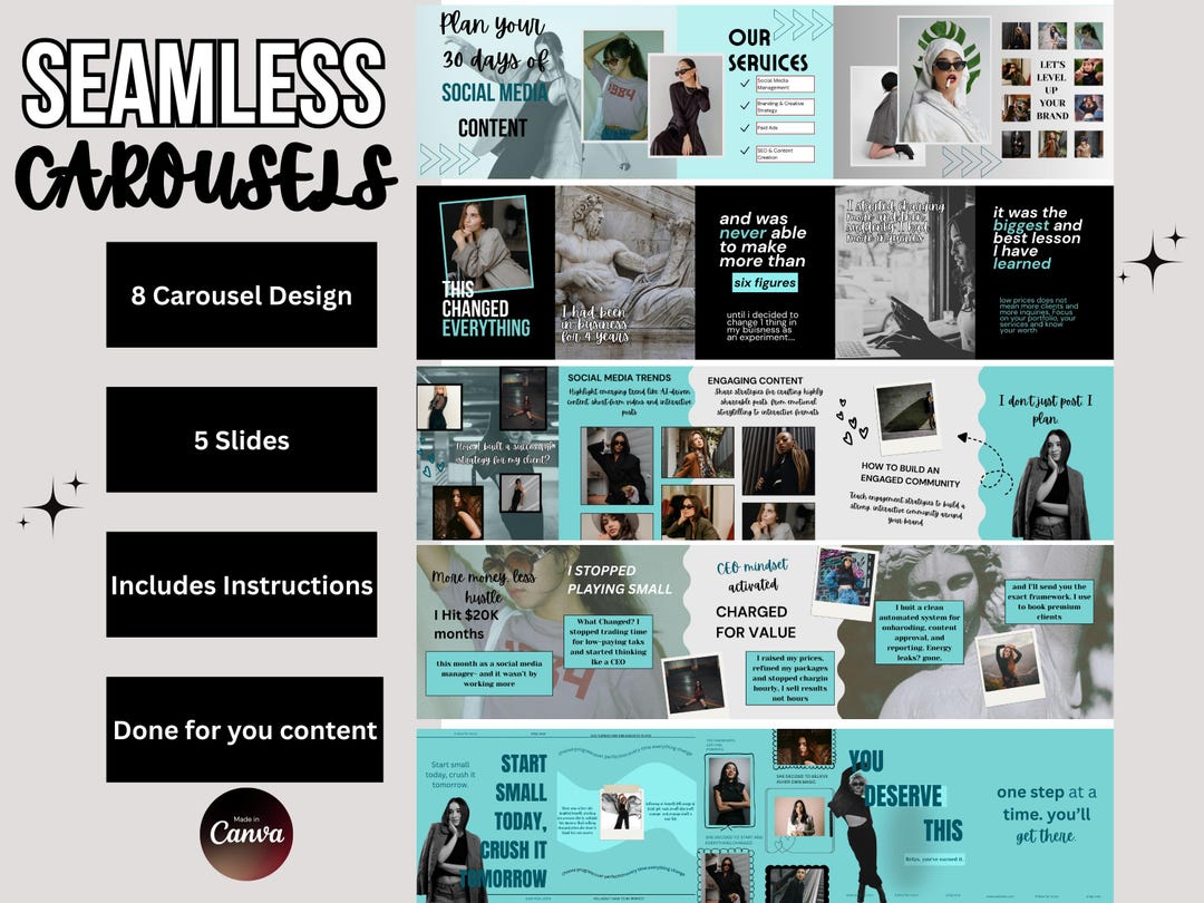 Canva Carousel Templates: Social Media Instagram Posts (digital ...