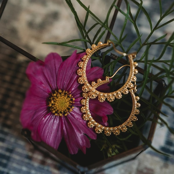 Gold Indian Deity Hoop Earrings for women