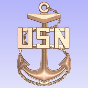 USN Chief Anchor Shadowbox 3D object, file download, stl