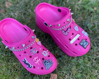 pink platform crocs