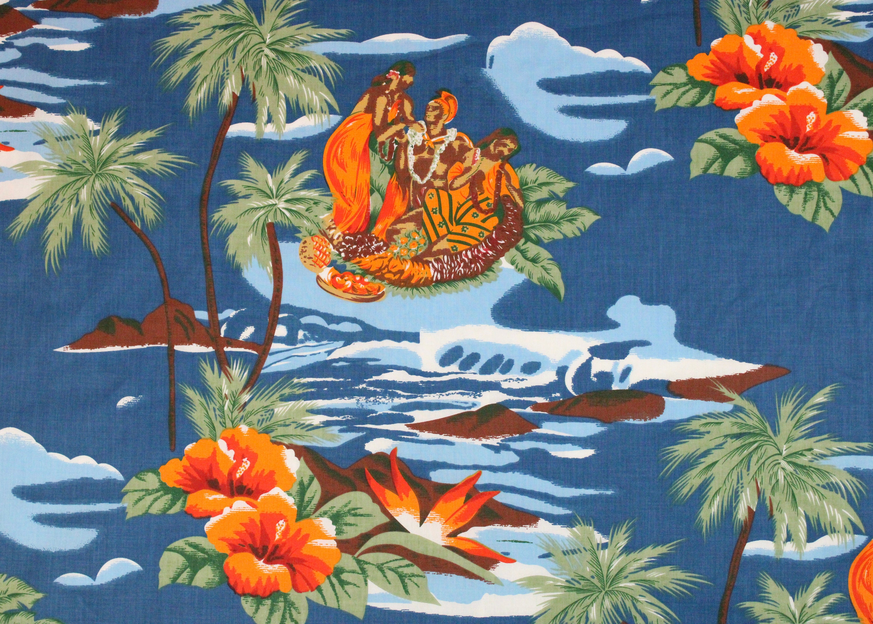 1点物⭕️お安く!◎Custom Hawaiian fabric◎AR 9.5 Fabric Vintage Aloha Hawaiian Print Fabric 58