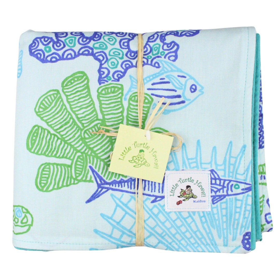 Hawaiian Baby Blanket Made in Hawaii Hawaiian Baby Shower Gift Coral