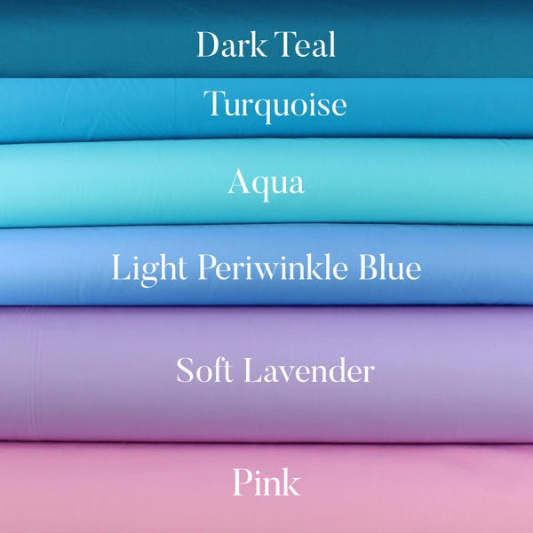 Pastel Solid Poly-Cotton Blend Material By the Yard Choose From Assortment Turquoise Aqua Light Blue Lavender or Light Pink