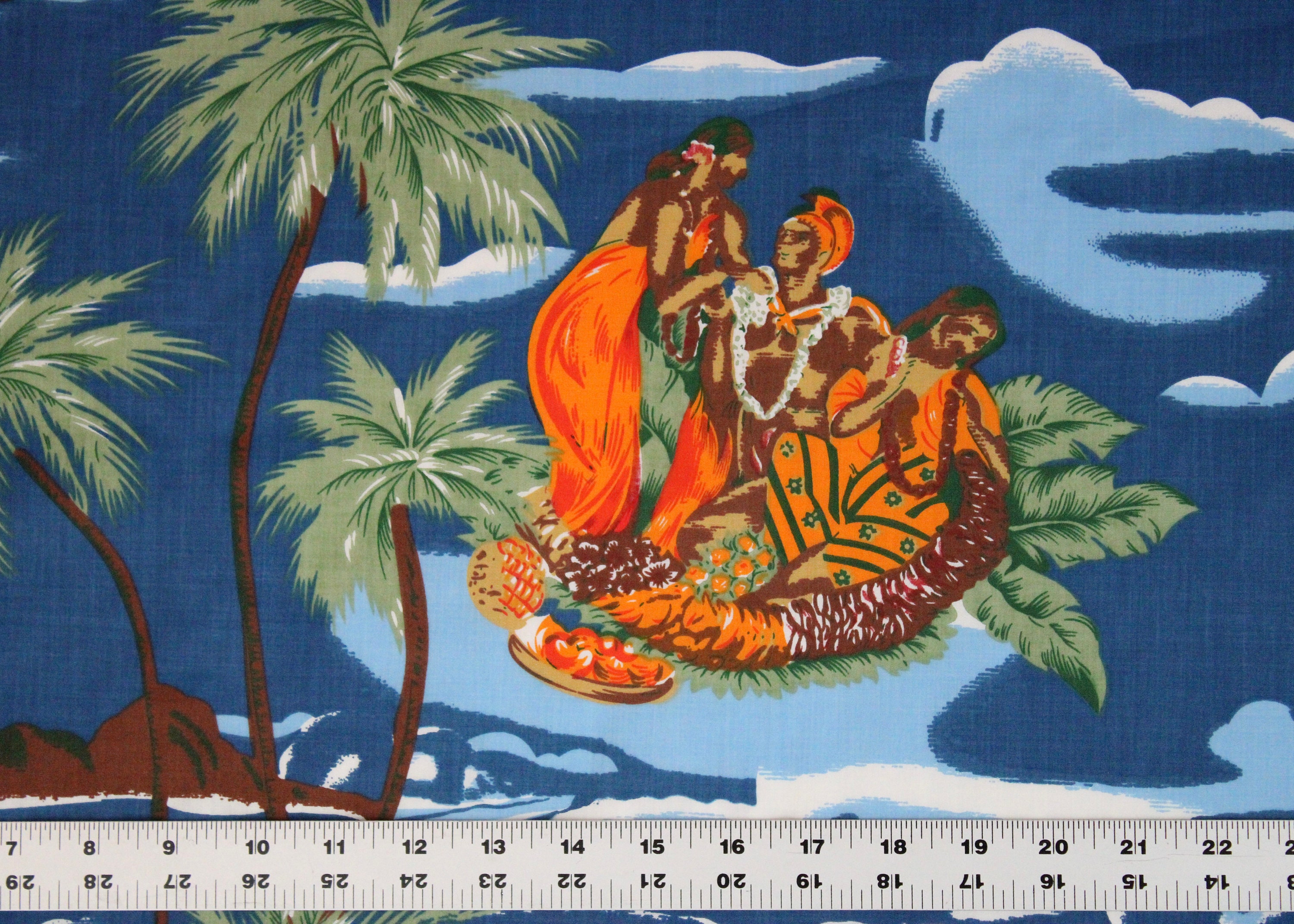 Fabric Vintage Aloha Hawaiian Print Fabric 58